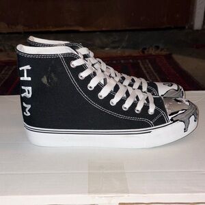 Black High-Top Sneakers with White Laces